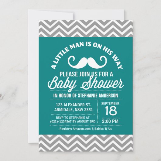 Mustache baby shower kleine mannen kaart (Voorkant)