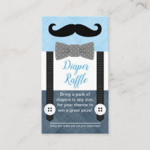 Mustache baby shower luier loterij ticket marine