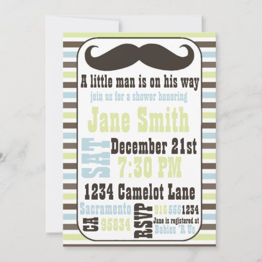 Mustache Baby shower Uitnodiging (Voorkant)