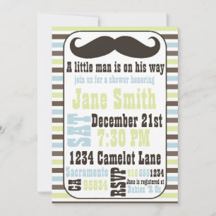 Mustache Baby shower Uitnodiging