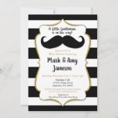 Mustache Baby shower Uitnodiging horizontale strep (Voorkant)