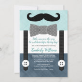 mustache baby shower uitnodiging jongen munt marin (Voorkant)
