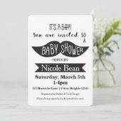 Mustache Baby shower Zwart & Wit Uitnodigingen (Staand voorkant)