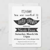 Mustache Baby shower Zwart & Wit Uitnodigingen (Voorkant)