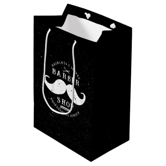 Mustache Barber Shop Barbershop Winkelen Medium Cadeauzakje (Voorkant Gekanteld)