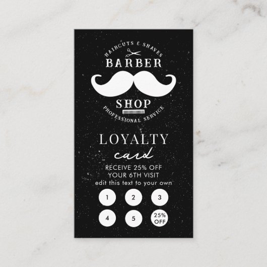 Mustache Barber Shop Haarstylist Loyalty Kaart Visitekaartje (Voorkant)