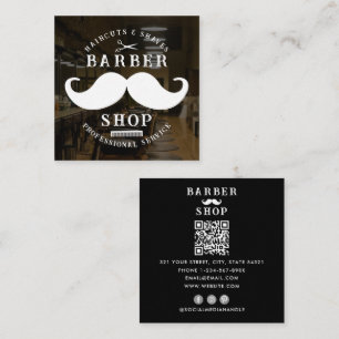 Mustache Barber Shop Mannelijk Haarstylist Foto Vierkante Visitekaartje