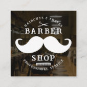 Mustache Barber Shop Mannelijk Haarstylist Foto Vierkante Visitekaartje (Voorkant)