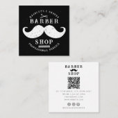 Mustache Barber Shop Modern Mannelijk Haarstylist Vierkante Visitekaartje (Voorkant / Achterkant)