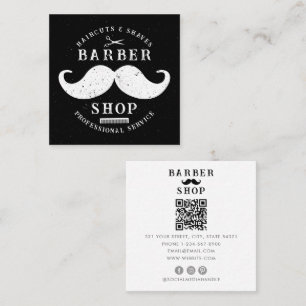 Mustache Barber Shop Modern Mannelijk Haarstylist Vierkante Visitekaartje