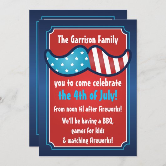 Mustache Bash 4e van de Uitnodigingen van de Parti (Voorkant / Achterkant)