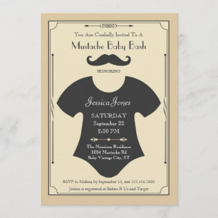 Mustache Bash Baby shower Uitnodiging