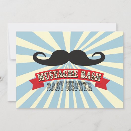 Mustache Bash Baby shower Uitnodiging (Achterkant)