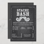 Mustache Bash Bachelor Party Chalkboard Hipster Kaart (Voorkant / Achterkant)