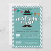 Mustache Bash Birthday Party Invitation Kaart (Voorkant)