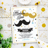 Mustache Bash Boy Birthday Party Faux Glitter Kaart