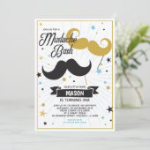 Mustache Bash Boy Birthday Party Faux Glitter Kaart (Staand voorkant)