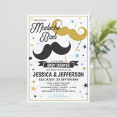 Mustache Bash Boy Faux Glitter Shower Kaart (Staand voorkant)