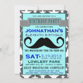 Mustache Bash Chevron Birthday Party Invitation Kaart (Voorkant)