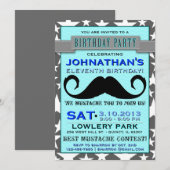 Mustache Bash Chevron Birthday Party Invitation Kaart (Voorkant / Achterkant)