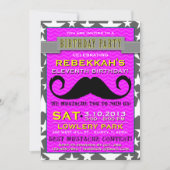 Mustache Bash Chevron Birthday Party Invitation Kaart (Voorkant)