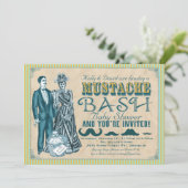 Mustache Bash Couples Baby shower Invitation Kaart (Staand voorkant)