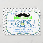 Mustache Bash eerste verjaardag uitnodiging (Voorkant / Achterkant)