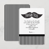 Mustache Bash Gestreepte Moderne Dankjewel Kaart (Voorkant / Achterkant)