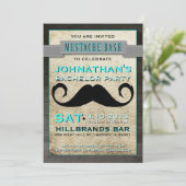 Mustache Bash Hipster Bachelor Party Invitation Kaart (Staand voorkant)