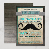 Mustache Bash Hipster Bachelor Party Invitation Kaart (Voorkant / Achterkant)