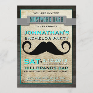 Mustache Bash Hipster Bachelor Party Invitation Kaart