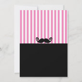 Mustache Bash Meisjes Roze Wit Zwarte Uitnodiginge Kaart (Achterkant)