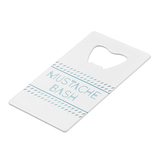 Mustache Bash Metro Creditkaart Flessenopener (Voorkant Gekanteld)