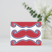 Mustache Bash - rood, wit en blauw Briefkaart (Staand voorkant)