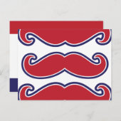 Mustache Bash - rood, wit en blauw Briefkaart (Voorkant / Achterkant)