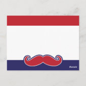 Mustache Bash - rood, wit en blauw Briefkaart (Achterkant)