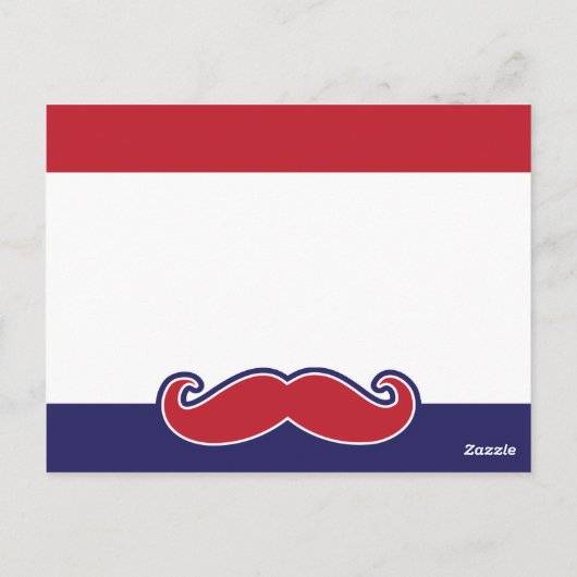 Mustache Bash - rood, wit en blauw Briefkaart (Achterkant)