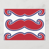 Mustache Bash - rood, wit en blauw Briefkaart (Voorkant)