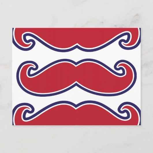 Mustache Bash - rood, wit en blauw Briefkaart (Voorkant)