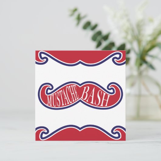 Mustache Bash - rood, wit en blauw Kaart (Staand voorkant)