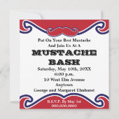 Mustache Bash - rood, wit en blauw Kaart (Achterkant)