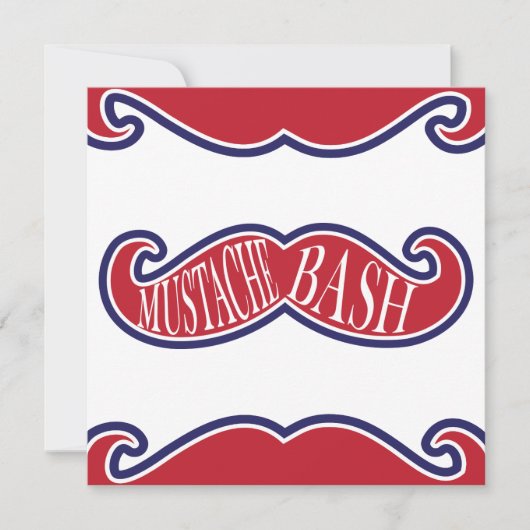 Mustache Bash - rood, wit en blauw Kaart (Voorkant)