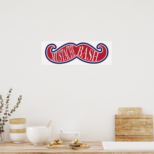 Mustache Bash - rood, wit en blauw Poster (Keuken)