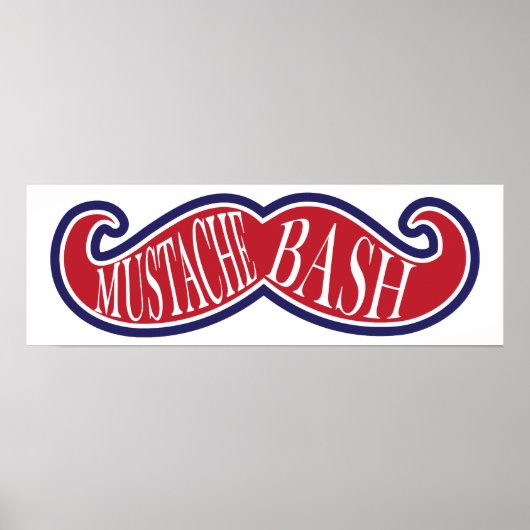 Mustache Bash - rood, wit en blauw Poster (Voorkant)