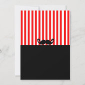 Mustache Bash Rood Wit Zwart Gestreepte Uitnodigin Kaart (Achterkant)