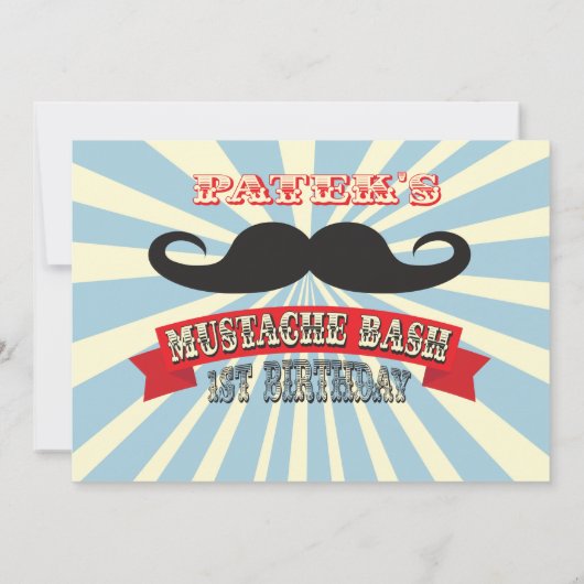 Mustache Bash Ticket Verjaardag Uitnodiging (Achterkant)