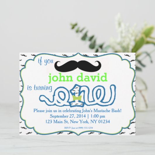 Mustache Bash Uitnodiging (Staand voorkant)