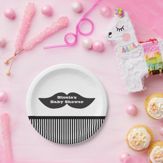 Mustache Bash Verjaardagsfeest Moderne Borden Papieren Bordje (Feest)