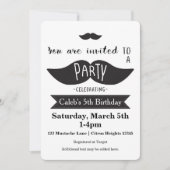 Mustache Bash Verjaardagsfeest Moderne Uitnodiging (Voorkant)