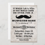 Mustache Bash Verjaardagsfeestuitnodiging Kaart (Voorkant / Achterkant)